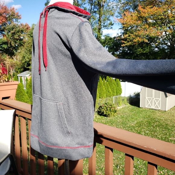 UNDER ARMOUR Hoodie Mens Sz M Grey Burgundy Red - Picture 6 of 12